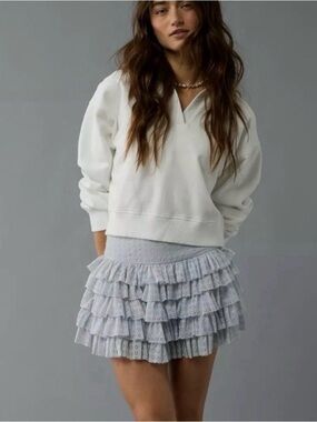 American Eagle Y2K Style Ruffle Mini Skort Eyelet Sz S Coquette girl Summer